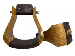 Showman Wide Polished Solid Oak Wooden stirrups